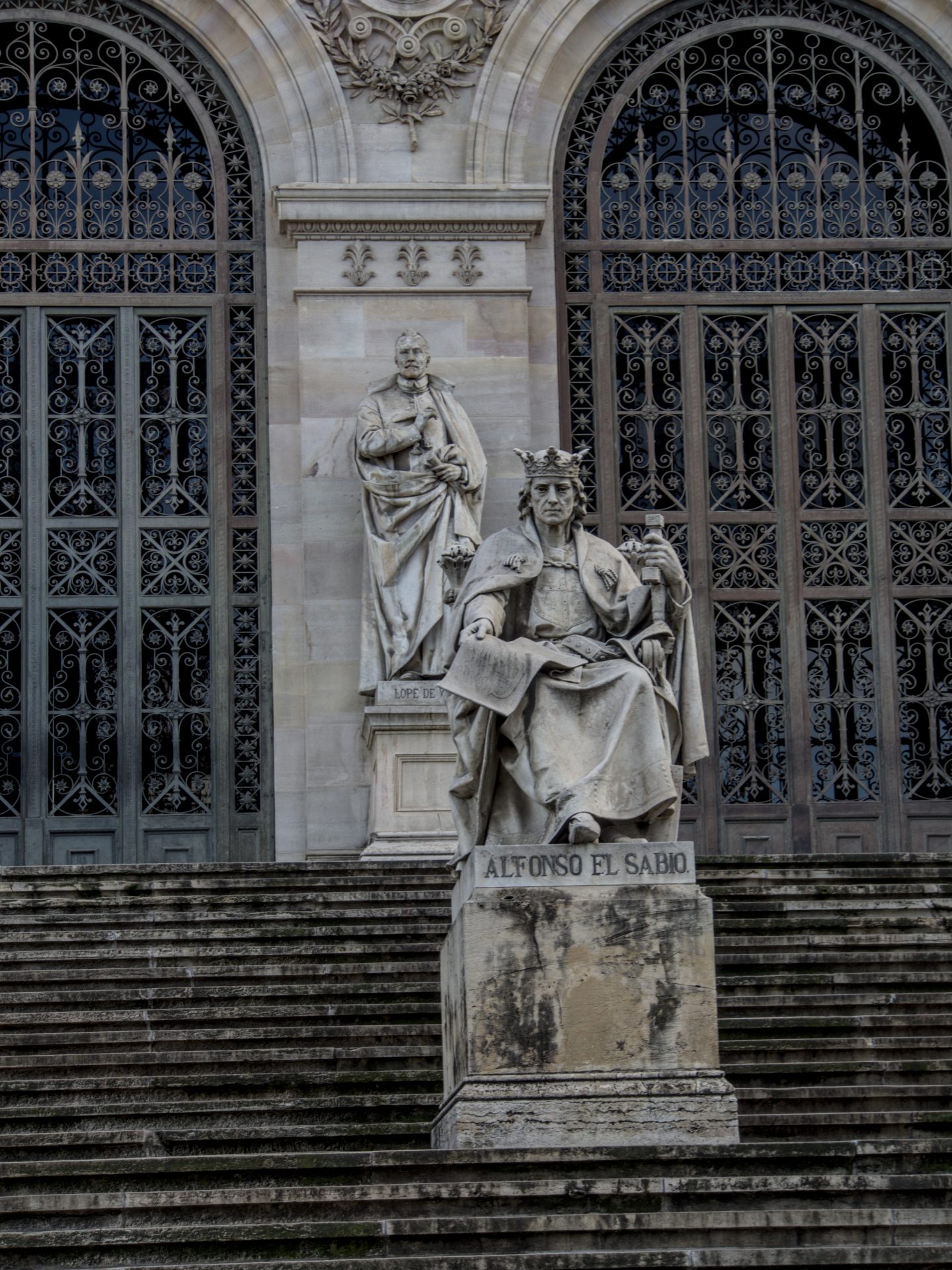National Library of Spain main entrance (detail).